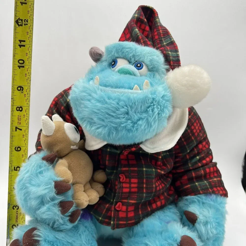 Disney Store Holiday Morning Sully‎ Plush Plaid Pajama Shirt Santa Monsters Inc